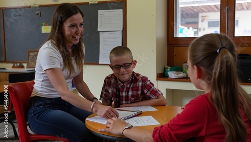 young pupils working in a c...