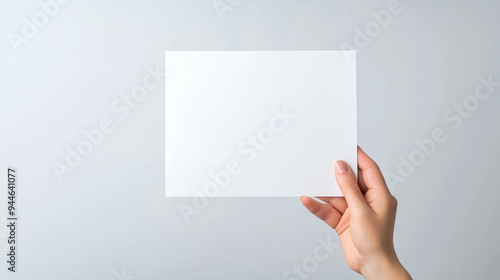 Wallpaper Mural Woman hand holding blank white paper poster on wall Torontodigital.ca