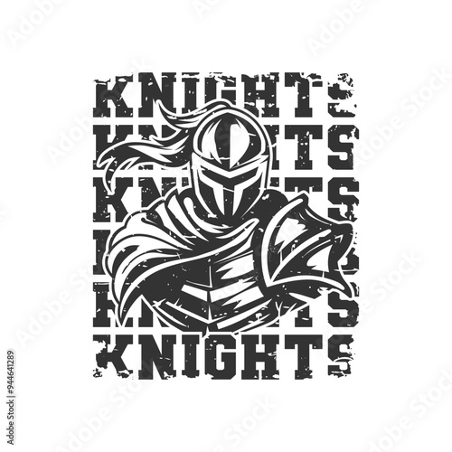 Knights Illustration Clip Art Design Shape. Mascot Silhouette Icon Vector.