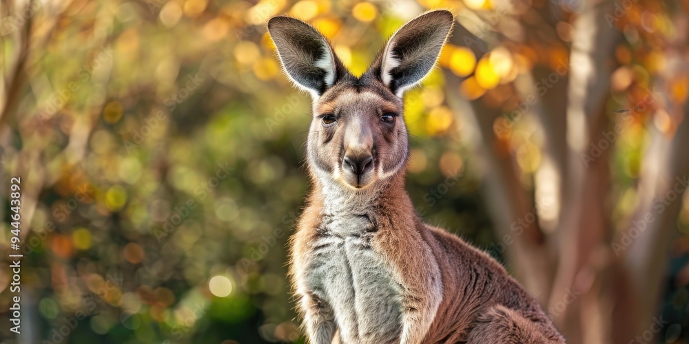 Fototapeta premium Wild kangaroo with brown fur