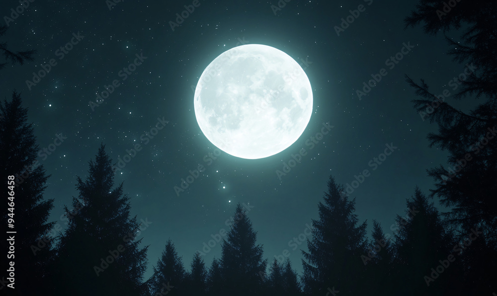 full moon over the forest-generative ai full moon over the forest-generative ai