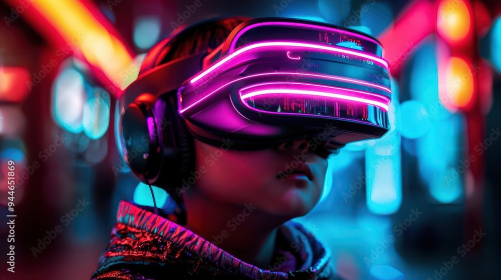 Photo-realistic virtual reality gamer immersed in a futuristic digital world, detailed environment, lifelike graphics, vibrant colors Photo-realistic virtual reality gamer immersed in a futuristic digital world, detailed environment, lifelike graphics, vibrant colors
