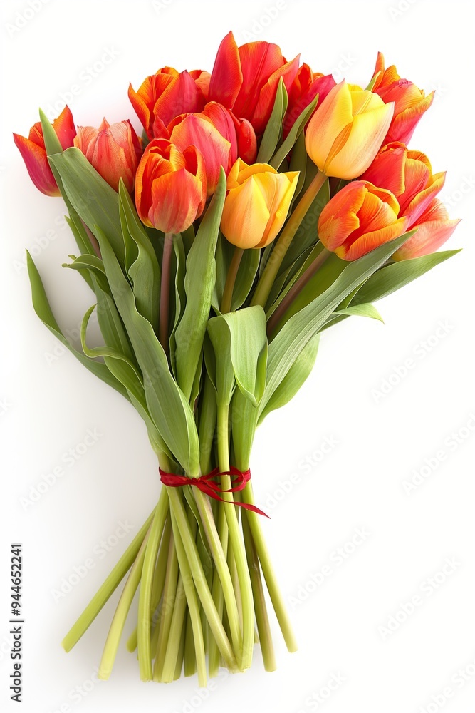 Bouquet of beautiful fresh tulips isolated on white background Bouquet of beautiful fresh tulips isolated on white background