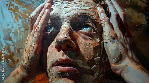 Close Up Portrait of a Man with Peeling Skin