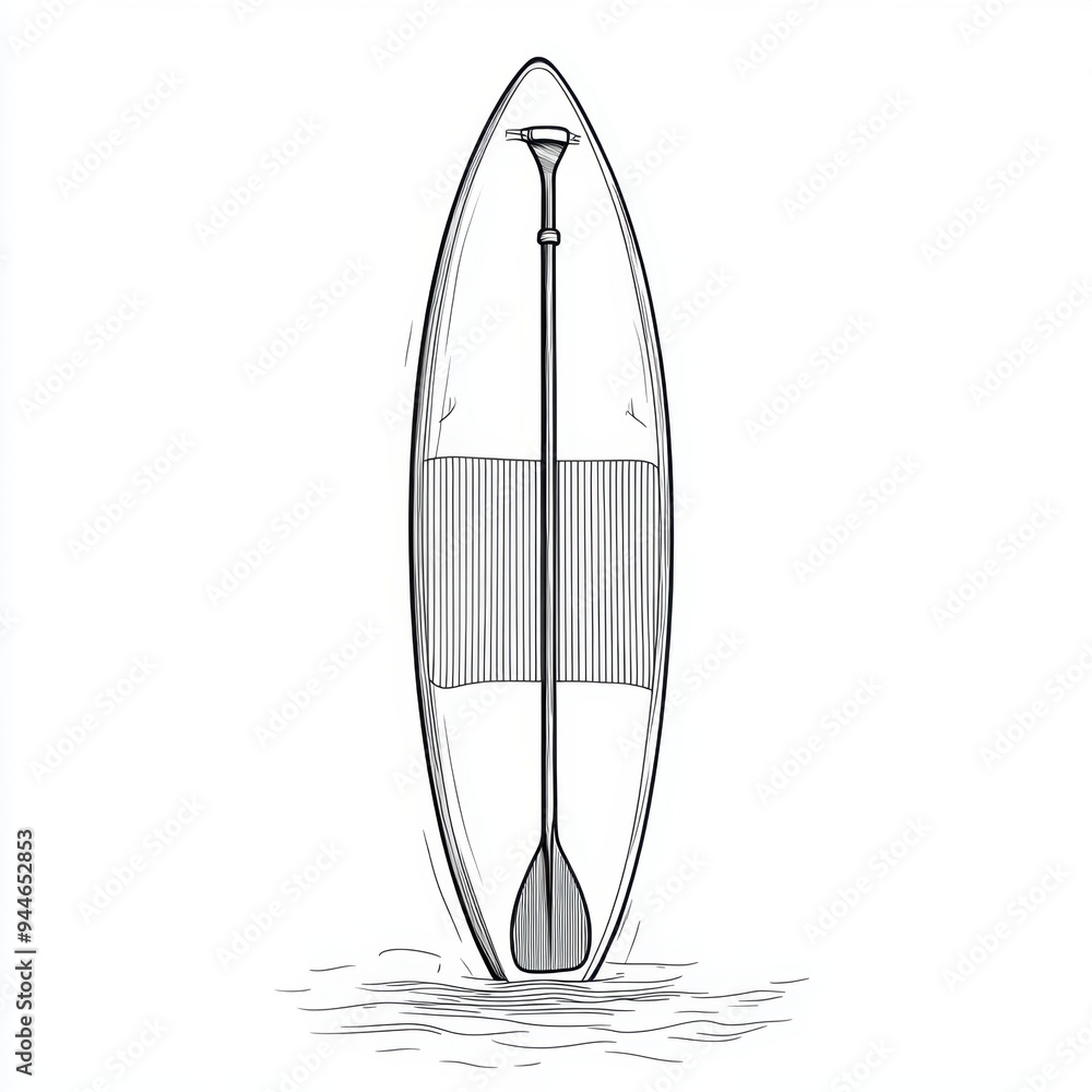 Vector illustration drawing of paddleboard with paddle Vector illustration drawing of paddleboard with paddle