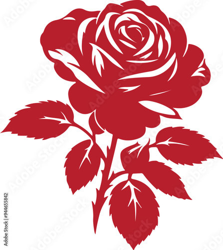 Rose voctor silhouette color flower illustration 15