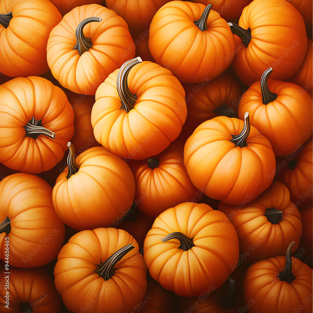 A vibrant collection of fresh orange pumpkins, showcasing the beauty of the autumn harvest season with rich, textured details.