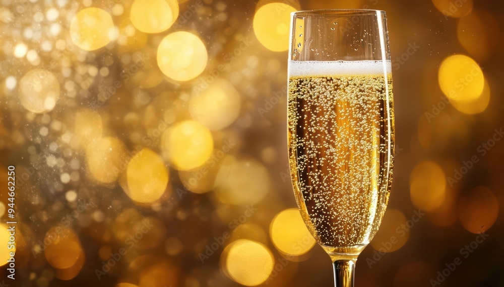 Champagne flute with bubbles rising, on a celebratory table, Elegant, Bright, Detailed Champagne flute with bubbles rising, on a celebratory table, Elegant, Bright, Detailed
