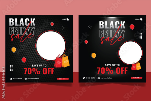Black friday sale social media post banner or square instagram web banner template design template
