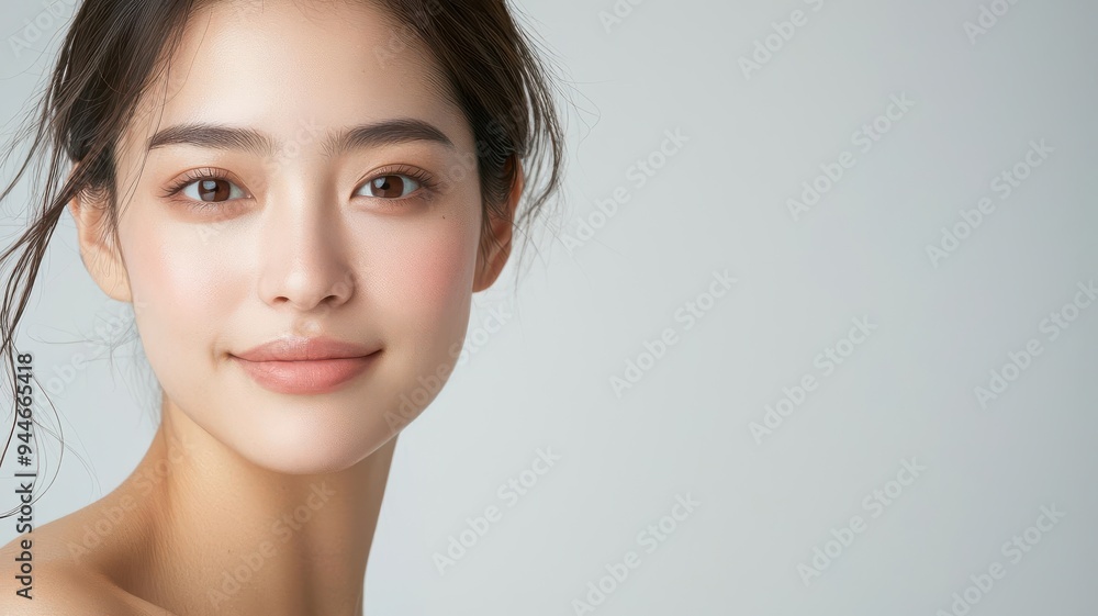Close-up of an Asian woman with a fresh, glowing complexion, her skin appearing naturally radiant under soft lighting, fresh skin, glowing complexion, natural beauty Close-up of an Asian woman with a fresh, glowing complexion, her skin appearing naturally radiant under soft lighting, fresh skin, glowing complexion, natural beauty