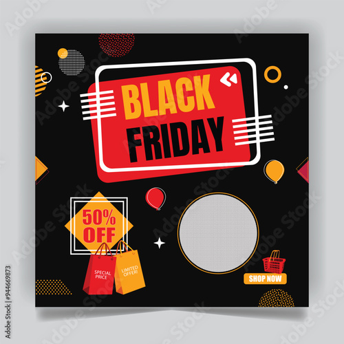 Black friday sale social media post banner or square instagram web banner template design template