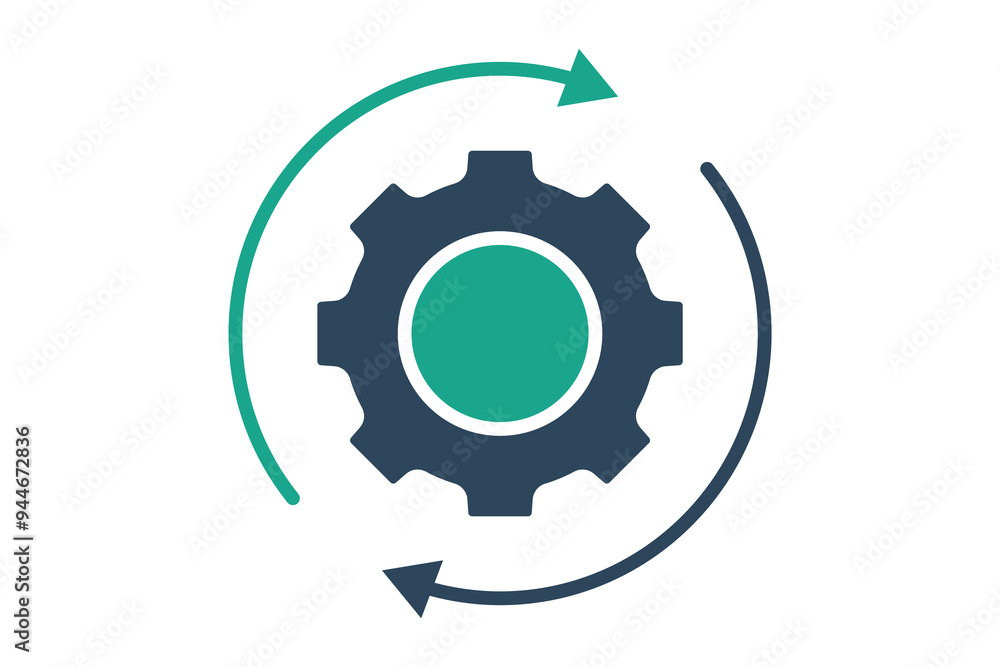 Operation icon. solid icon style. gear with arrow. icon related to efficiency. productivity elements vector illustration Operation icon. solid icon style. gear with arrow. icon related to efficiency. productivity elements vector illustration