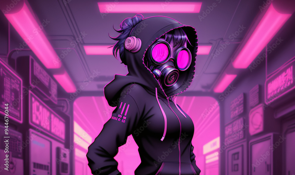 Synthwave anime manga girl, lofi background wallpaper design, neon, woman, hoodie, cyber punk, steam punk, gas mask Synthwave anime manga girl, lofi background wallpaper design, neon, woman, hoodie, cyber punk, steam punk, gas mask