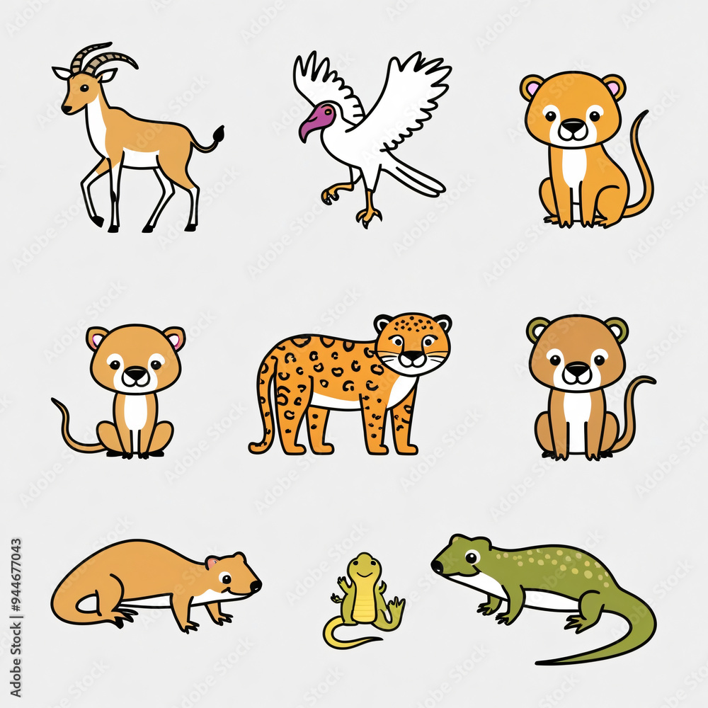 Obraz premium Cartoon Wild Animal Characters