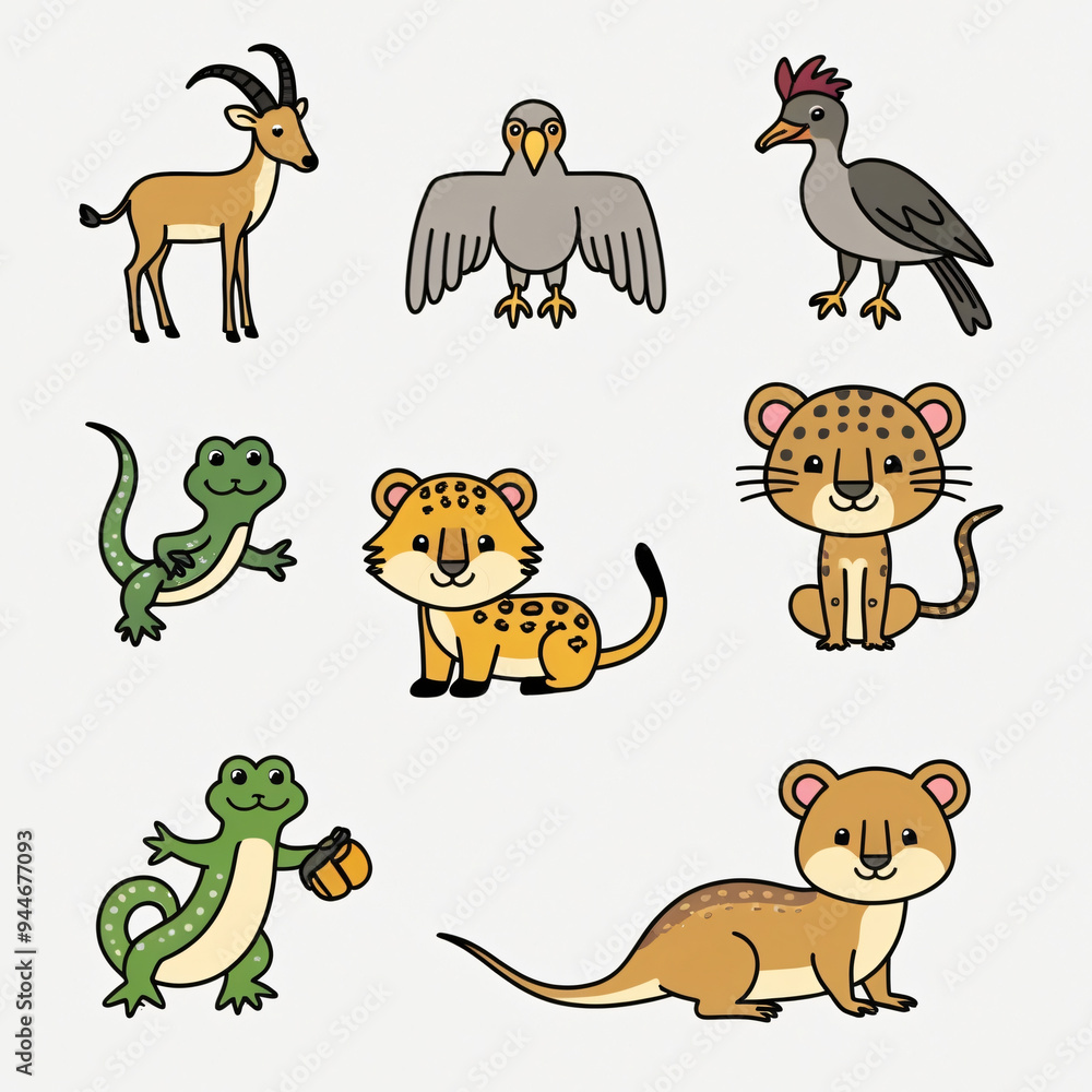 Obraz premium Cartoon Wild Animal Characters