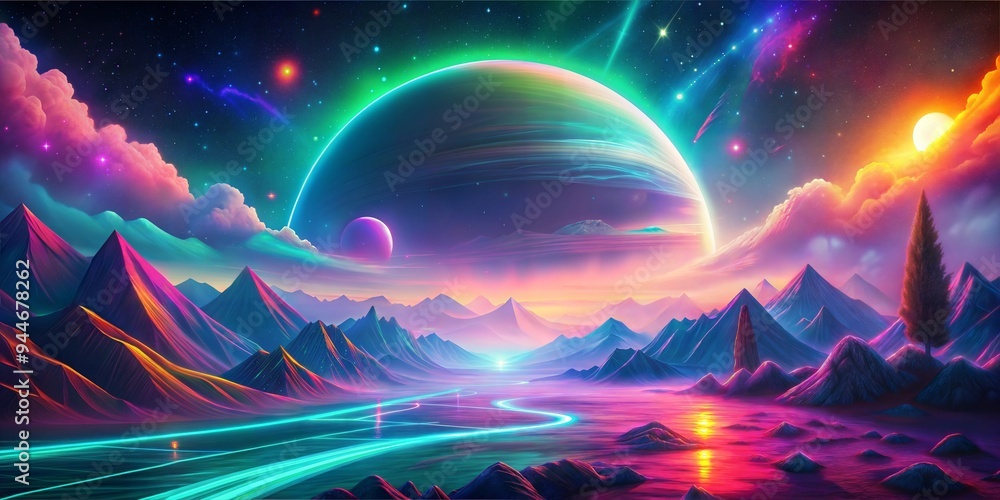 fantasy space planet with colorful stars and planet fantasy space planet with colorful stars and planet