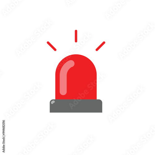 Police or ambulance red flasher siren icon isolated on white background. Emergency alert symbol. Vector illustration.