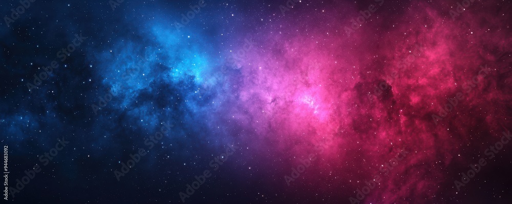 Fototapeta premium A stunning cosmic scene depicting vibrant pink and blue nebulae against a starry background, highlighting the beauty of deep space.