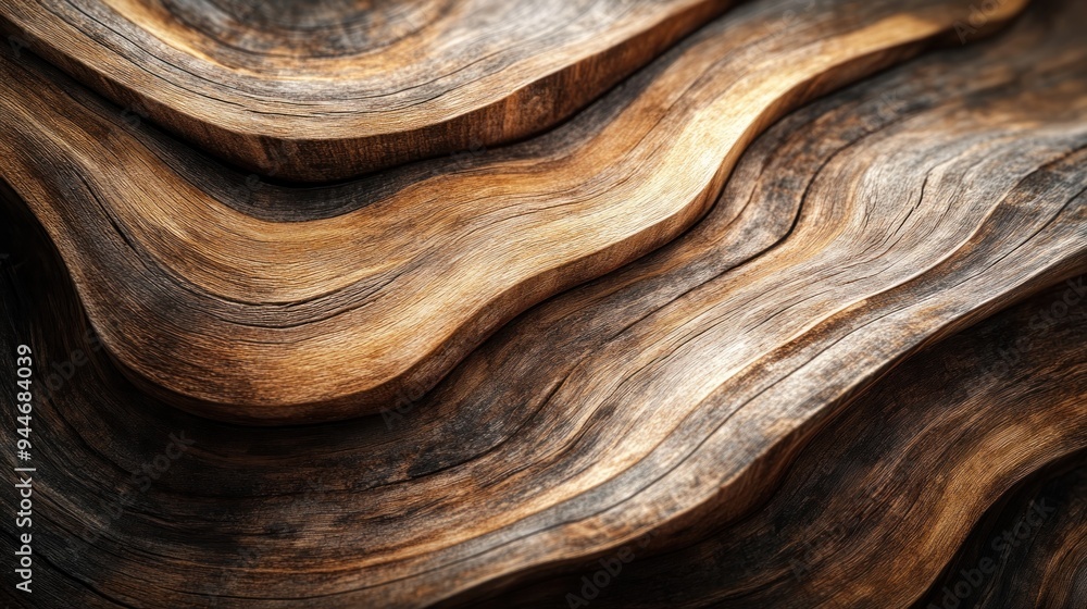 Obraz premium Close-Up of Earthy-Toned Wood Grain, Revealing the Intricate Details of Natural Timber, A Beautiful Texture for Design and Inspiration