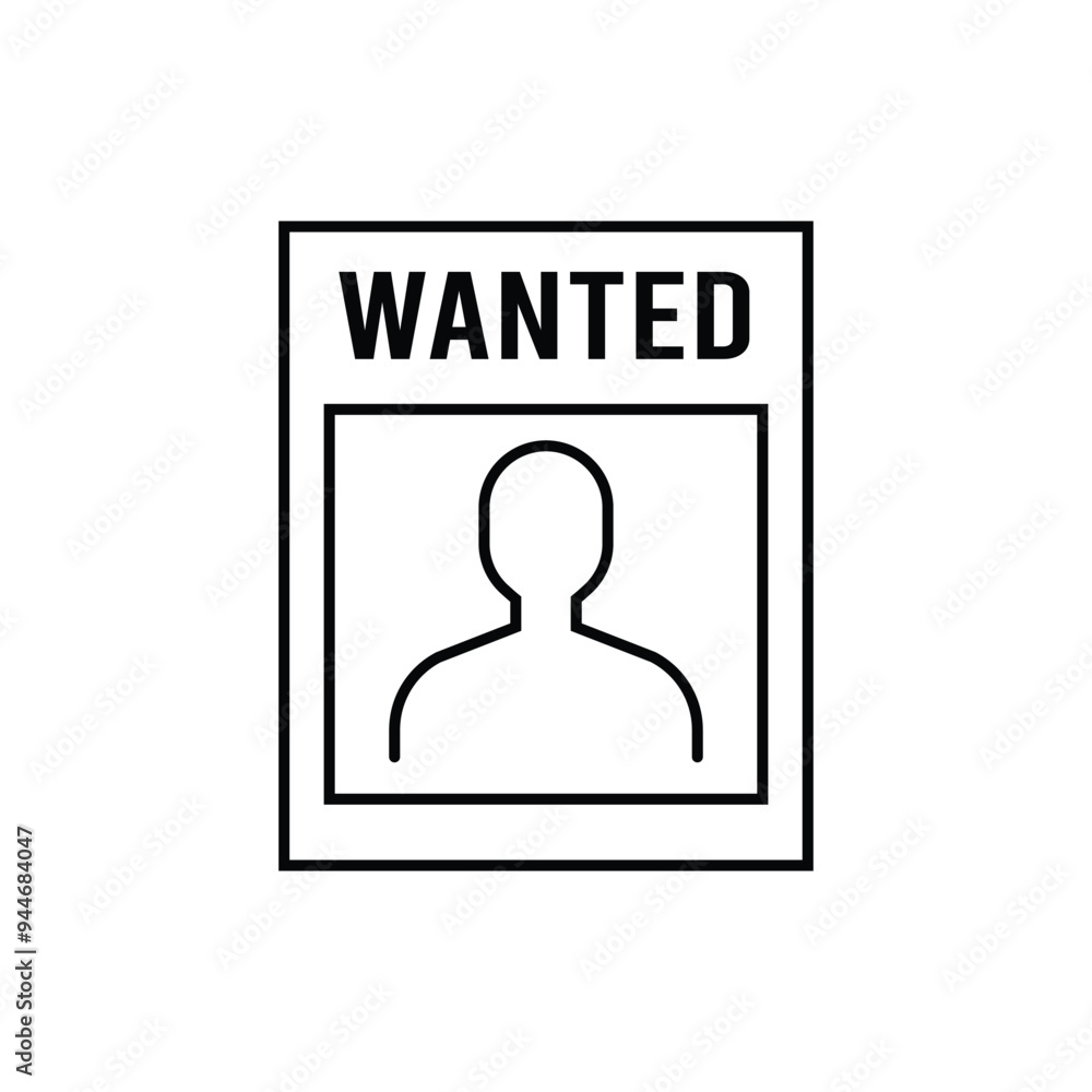 Wanted poster line icon isolated on white background. Vector illustration. Wanted poster line icon isolated on white background. Vector illustration.