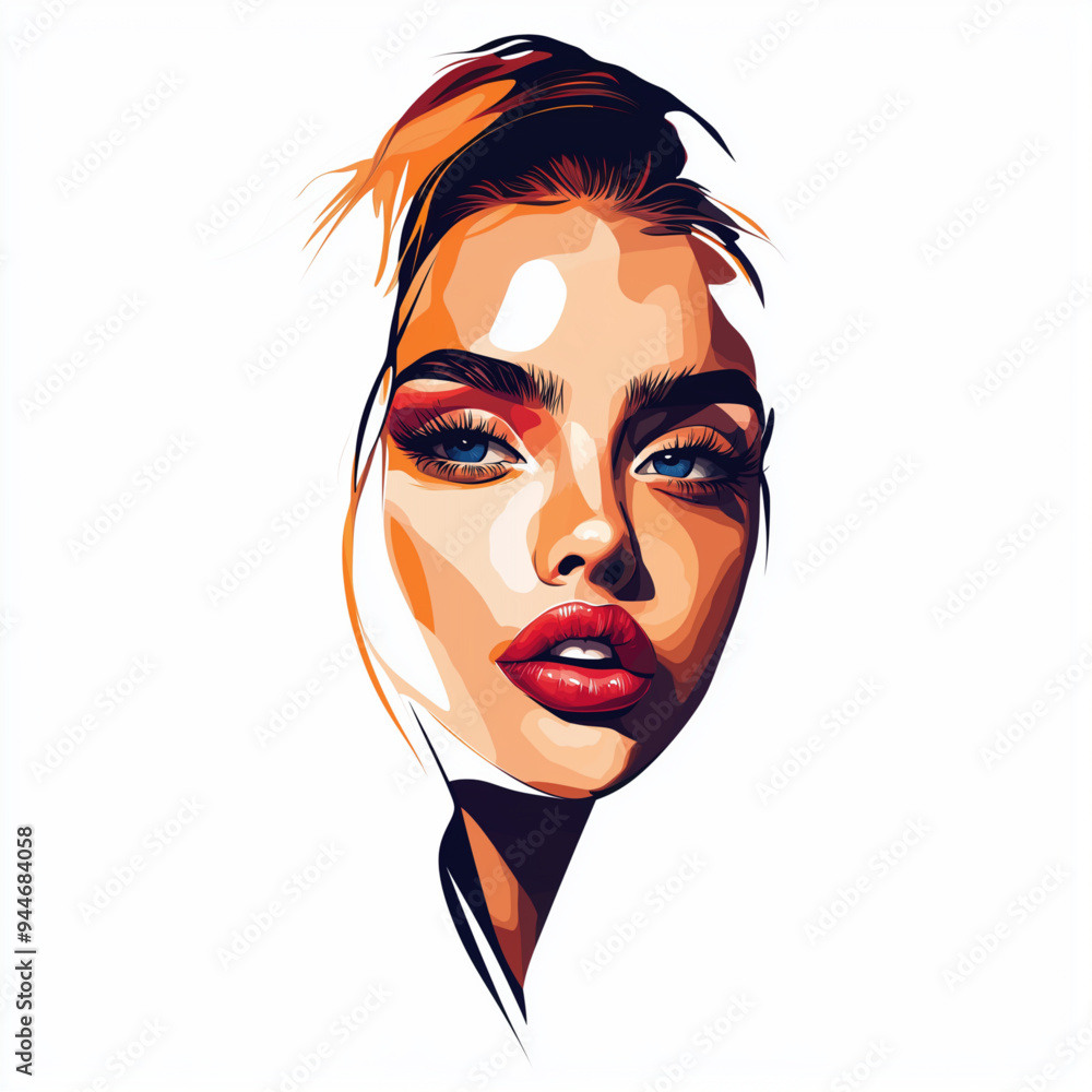 Painted Model With Red LipStick Painted Model With Red LipStick