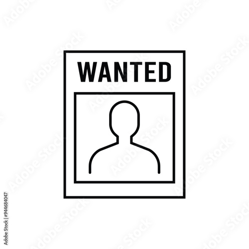 Wanted poster line icon isolated on white background. Vector illustration.