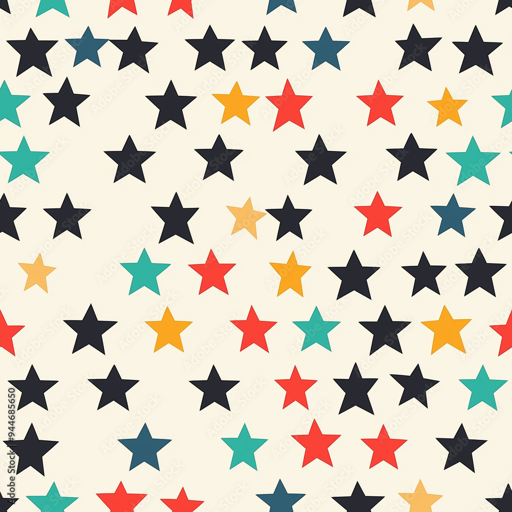Bold primary color seamless pattern with stars. White background Bold primary color seamless pattern with stars. White background