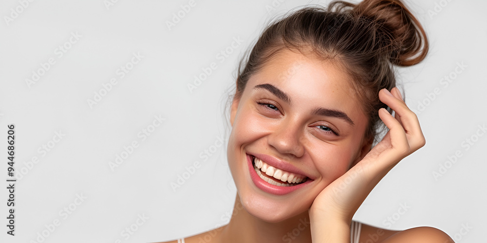 Natural Beauty Portrait, Radiant Smile Close-Up Natural Beauty Portrait, Radiant Smile Close-Up