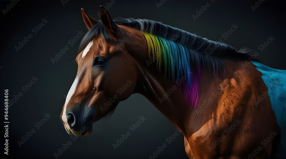 Horse animal abstract wallpaper. Contrast background stallion in vivid colors. generative.ai Horse animal abstract wallpaper. Contrast background stallion in vivid colors. generative.ai