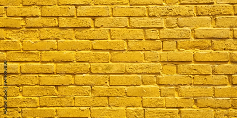 Fototapeta premium Yellow painted brick wall texture background with rough and gritty surface, yellow, wall, texture, background, painted