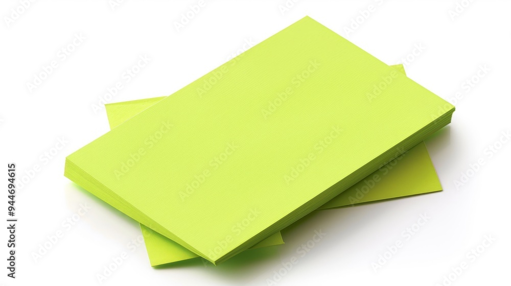 Note paper, green color, isolated on white background, generative ai Note paper, green color, isolated on white background, generative ai