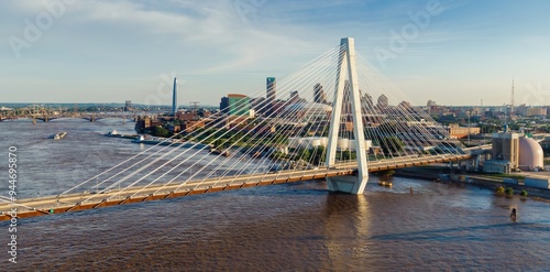Stan Musial Veterans Memorial Bridge crossing the Mississippi River, St Louis, Missouri, United States.