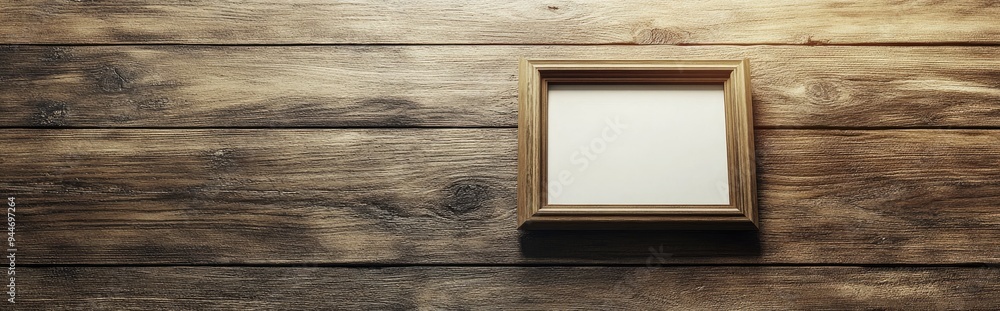 Fototapeta premium 3D rendering of a photo frame on a wooden surface