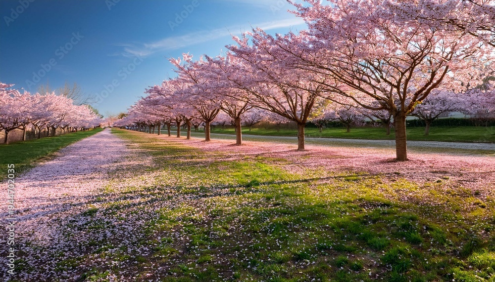 Naklejka premium Beautiful cherry trees landscape in the Park