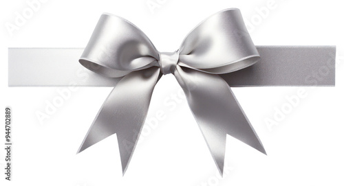 PNG  Elegant silver ribbon bow decoration