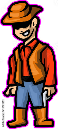 Cute Cowboy Mascot Logo Vector