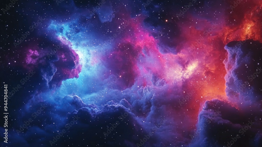 Beautiful nebula and galaxy in a 3D cartoon rendering Beautiful nebula and galaxy in a 3D cartoon rendering