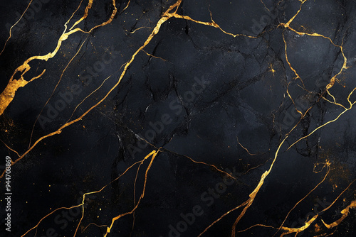 black marble with golden lines background.