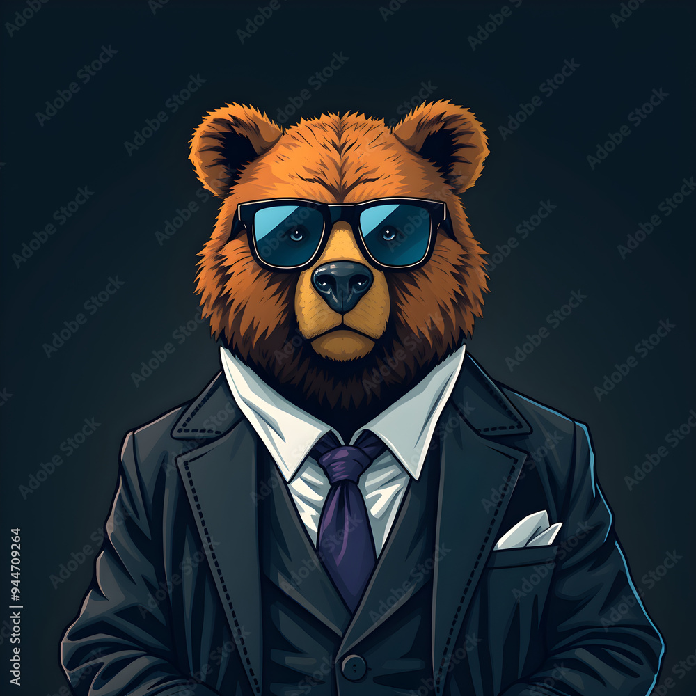 Fototapeta premium A bear or panda wearing glasses and a suit