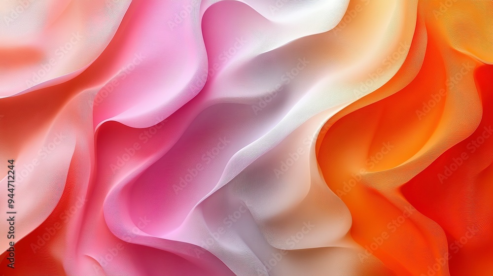 Obraz premium Abstract Wavy Pattern in Pink, White, and Orange