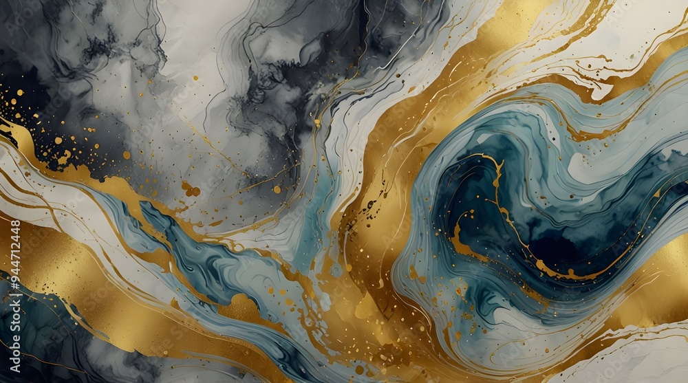 Stylish banner with marbling and watercolor painting. generative.ai Stylish banner with marbling and watercolor painting. generative.ai