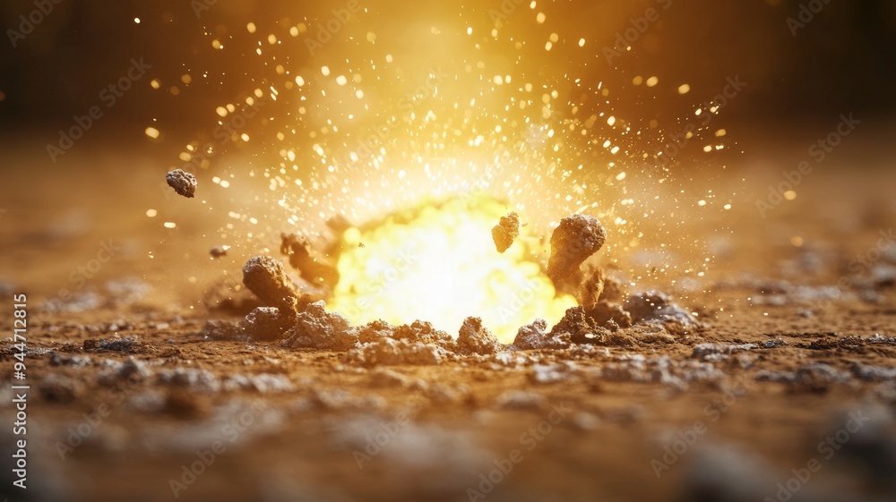 A large rock is surrounded by a cloud of dust and debris A large rock is surrounded by a cloud of dust and debris