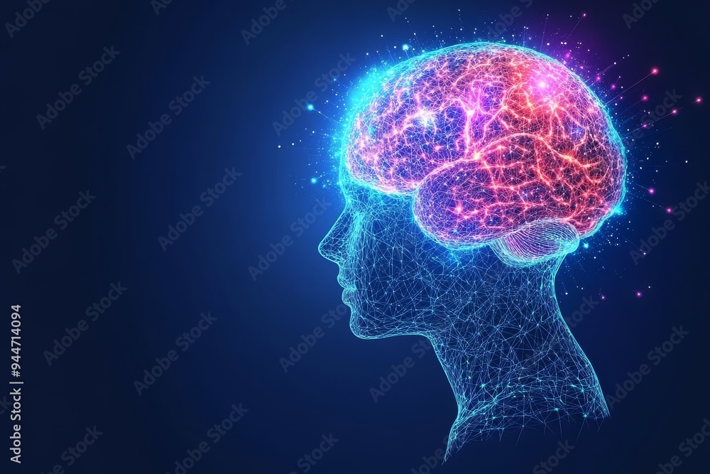 Neon Brainwaves A Futuristic Artistic Illustration of a Human Brain with Glowing Neon Patterns Representing Advanced Cognitive Processes and Digital Thought Neon Brainwaves A Futuristic Artistic Illustration of a Human Brain with Glowing Neon Patterns Representing Advanced Cognitive Processes and Digital Thought