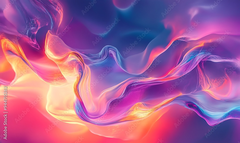 Abstract Digital Art Generated by Neural Network with Vibrant Colors and Flowing Shapes in Minimalist Gallery Abstract Digital Art Generated by Neural Network with Vibrant Colors and Flowing Shapes in Minimalist Gallery