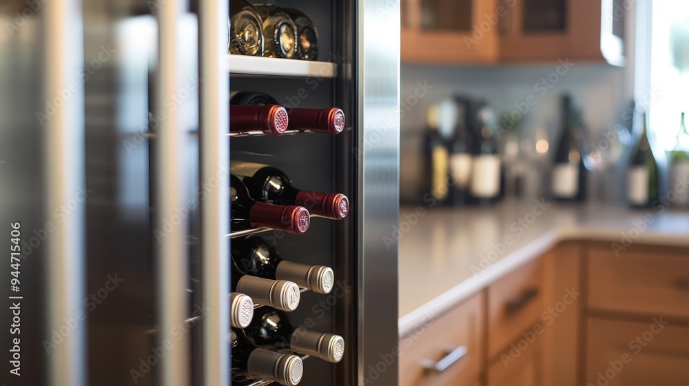 kitchen with a wine fridge and a built-in wine rack. kitchen with a wine fridge and a built-in wine rack.