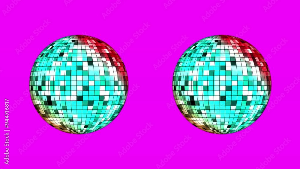 purple background. 2 light green yellow red glass balls rotating on their axis. abstract purple background. 2 light green yellow red glass balls rotating on their axis. abstract