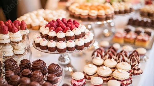 gourmet dessert table, elegantly arranged with an array of indulgent treats.