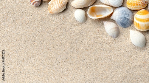 A beach scene with shells and sand