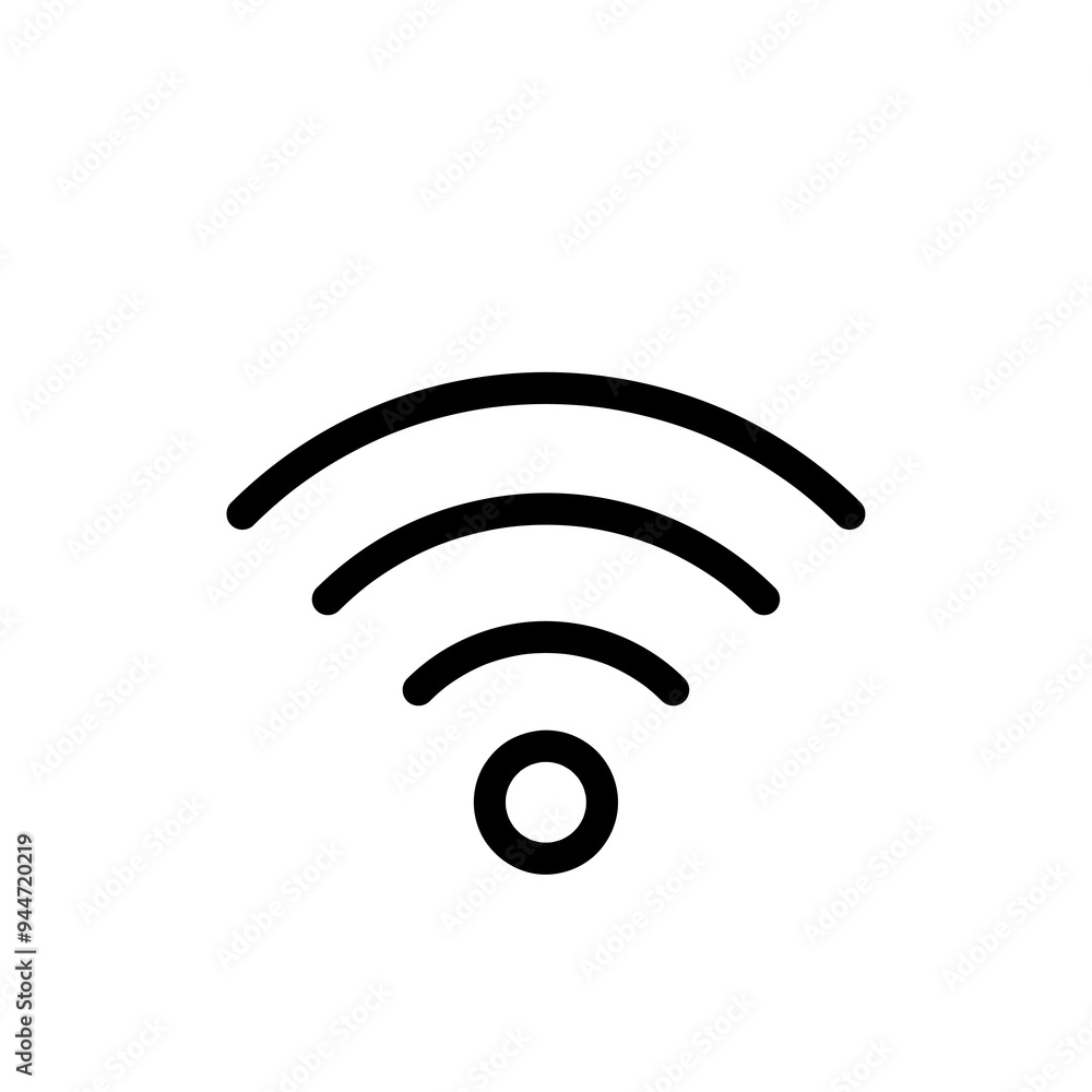 Wifi Icon Black. Wi Fi vector trendy style linear illustration for web and app on white background..eps Wifi Icon Black. Wi Fi vector trendy style linear illustration for web and app on white background..eps