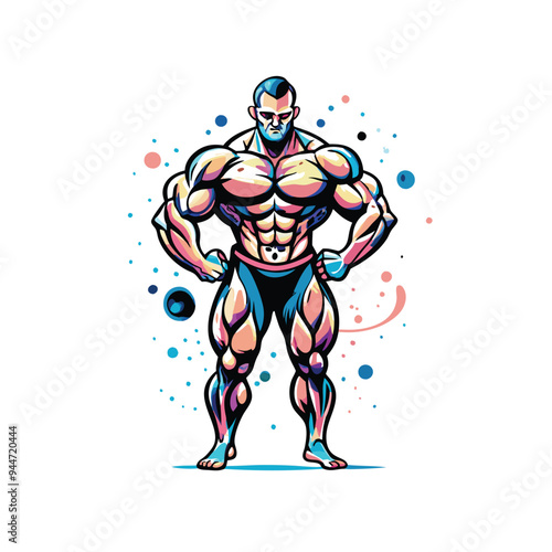 Generate a vector image silhouette of a modern muscular male figure in a full body pose.